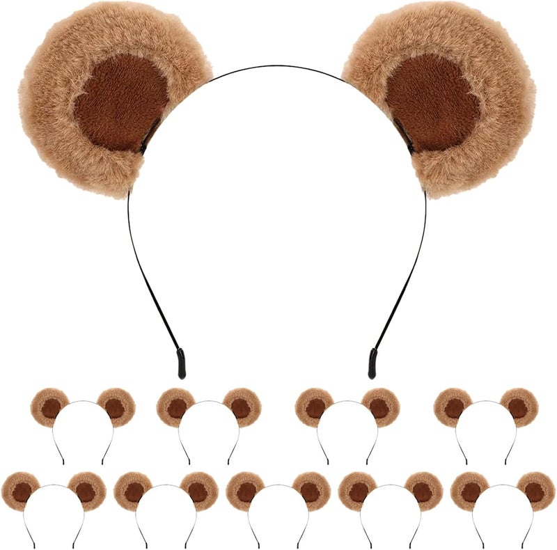 Beviliu Brown Bear Ears Cute Headband Fluffy Hairband, Animal Head Wear for Party Celebrations Halloween - Image 1